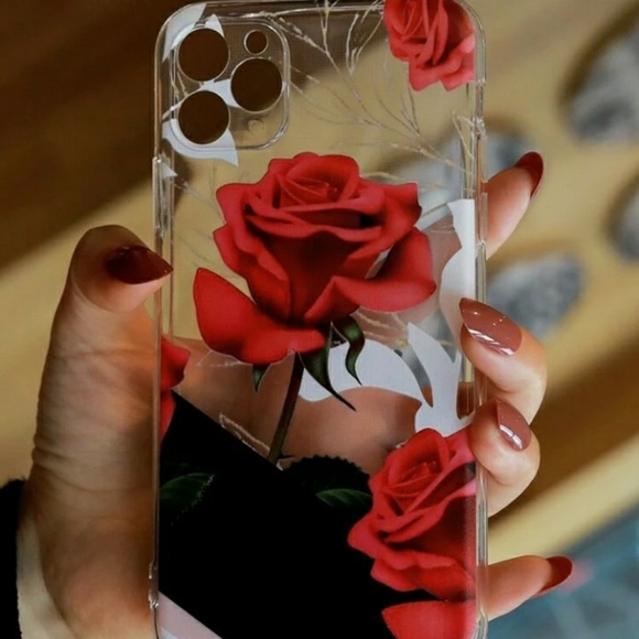 Other - Rose pattern clear phone case